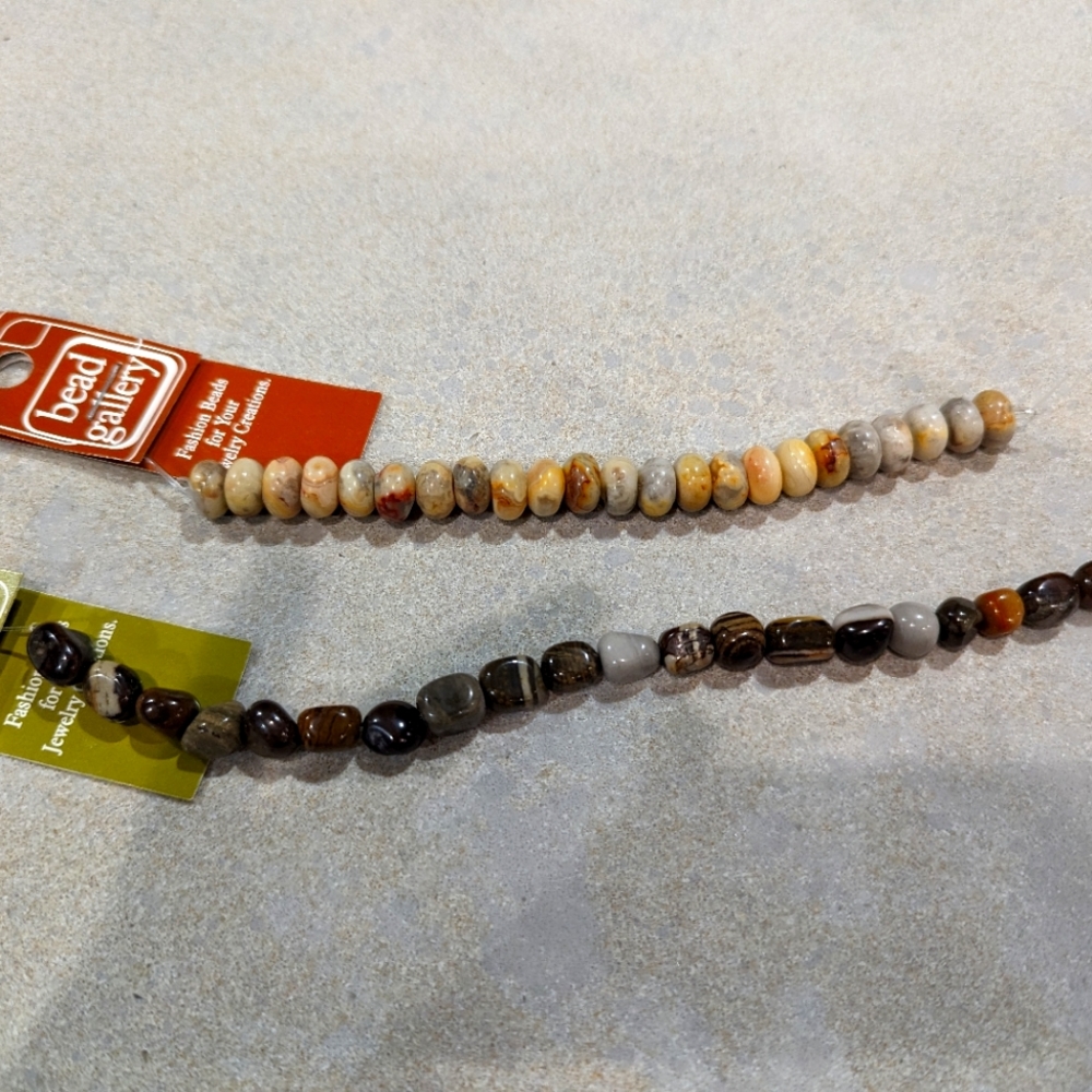 NWT 2 strands faceted cabochon zebra jade and crazy agate